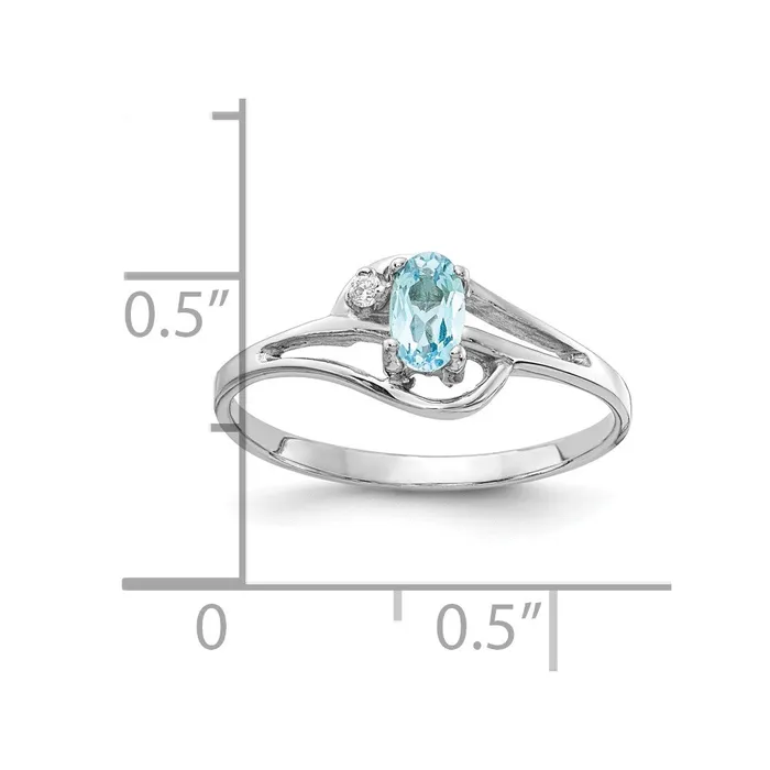 14k White Gold 5x3mm Oval Blue Topaz VS Real Diamond ring Goldiacom Rings
