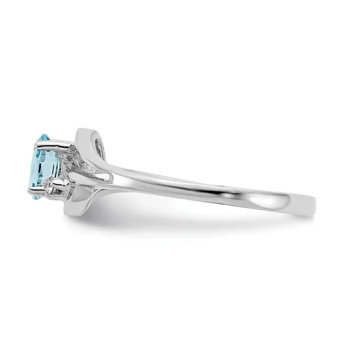 14k White Gold 5x3mm Oval Blue Topaz VS Real Diamond ring Goldiacom Rings