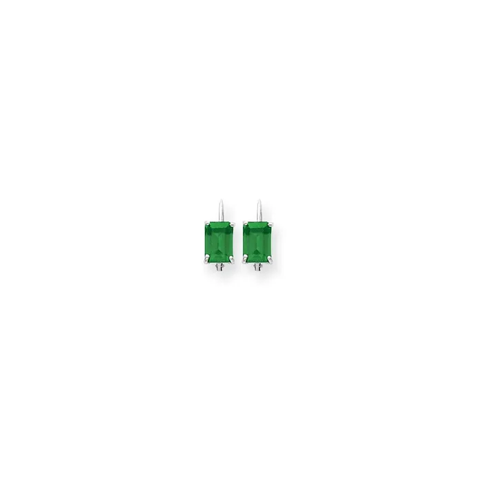 14k White Gold 7x5mm Emerald Cut Emerald Earrings Goldia Earrings
