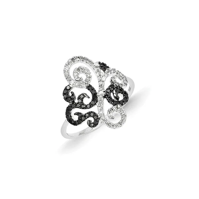 14k White Gold Black and White Diamond Fancy Ring Goldia Rings 14k White Gold Black and White Diamond Fancy Ring Goldia Rings