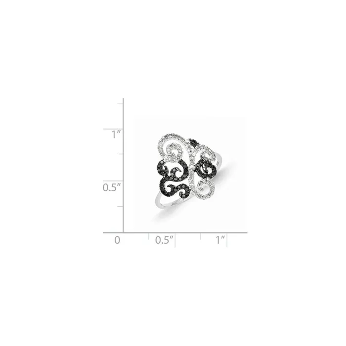14k White Gold Black and White Diamond Fancy Ring Goldia Rings 14k White Gold Black and White Diamond Fancy Ring Goldia Rings