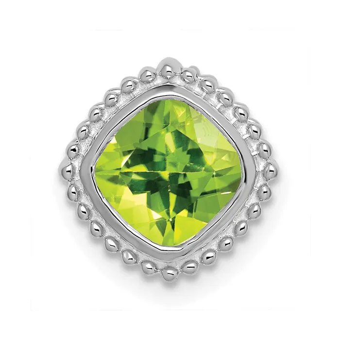 14k White Gold Cushion Peridot Chain Slide Goldia Earrings