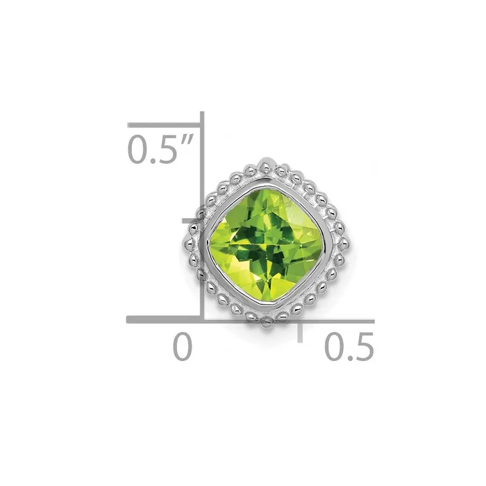 14k White Gold Cushion Peridot Chain Slide Goldia Earrings