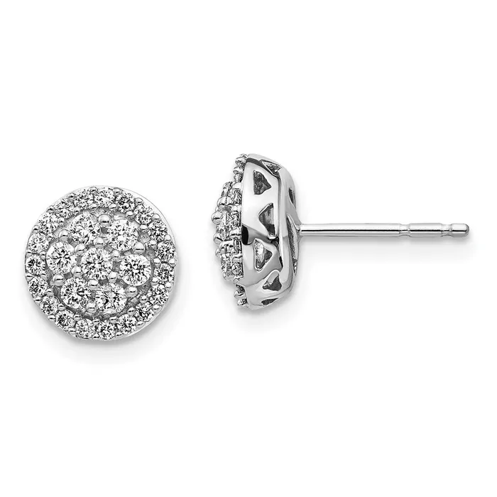 14k White Gold Real Diamond Cluster Post Earrings Goldia Earrings