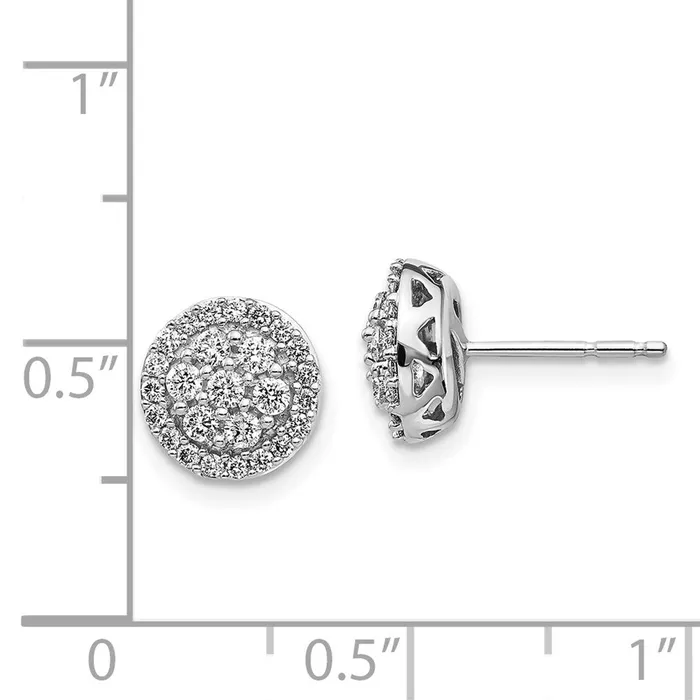 14k White Gold Real Diamond Cluster Post Earrings Goldia Earrings