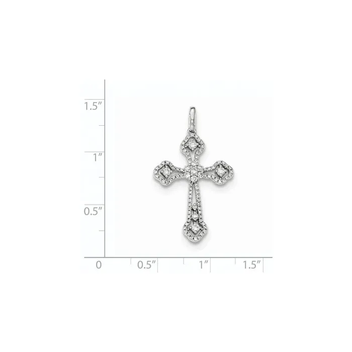 14k White Gold Real Diamond Cross Pendant Goldia Necklaces