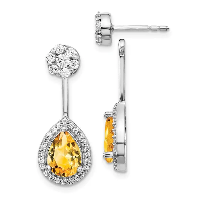 14k White Gold Real DiamondPear Citrine FrontBack Earrings Goldia Earrings 14k White Gold Real DiamondPear Citrine FrontBack Earrings Goldia Earrings