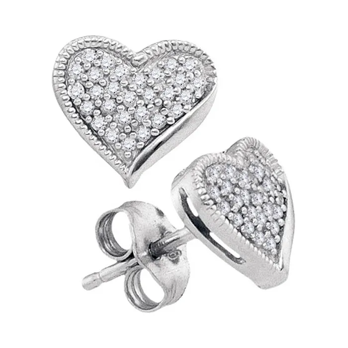 14k White Gold Round Diamond Heart Earrings 15 Cttw gndatlanta Earrings