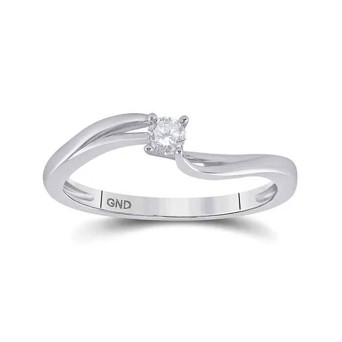 14k White Gold Round Diamond Solitaire Promise Ring 110 Cttw gndatlanta Rings