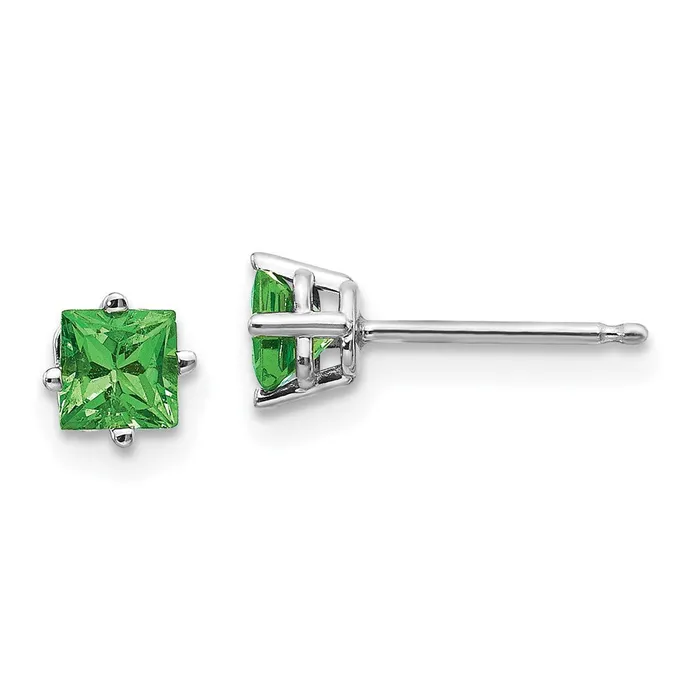 14k White Gold Tsavorite Post Earrings Goldia Earrings