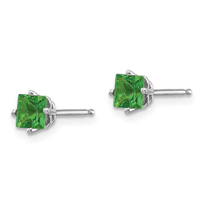 14k White Gold Tsavorite Post Earrings Goldia Earrings