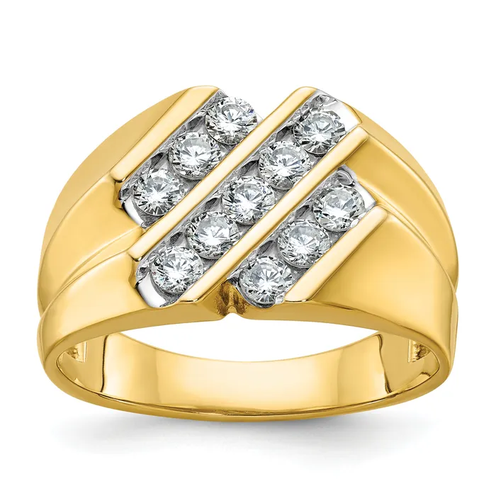 14k Yellow Gold 34 Ct Lab Grown Diamond VSSI G Polished and Grooved Mens Ring Goldia Rings 14k Yellow Gold 34 Ct Lab Grown Diamond VSSI G Polished and Grooved Mens Ring Goldia Rings
