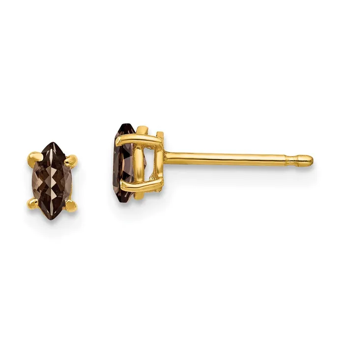 14k Yellow Gold 5x25 Marquise Smok Yellow Gold Quartz Earring Goldia Earrings 14k Yellow Gold 5x25 Marquise Smok Yellow Gold Quartz Earring Goldia Earrings