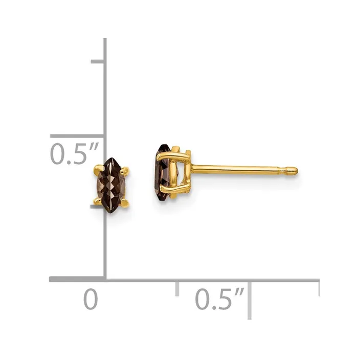 14k Yellow Gold 5x25 Marquise Smok Yellow Gold Quartz Earring Goldia Earrings