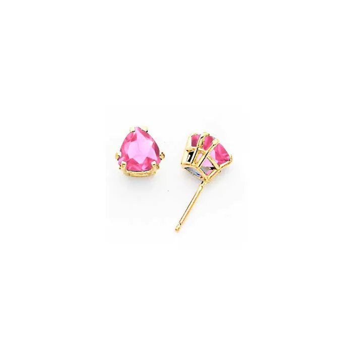 14k Yellow Gold 7mm Pink Tourmaline earring Goldia Earrings