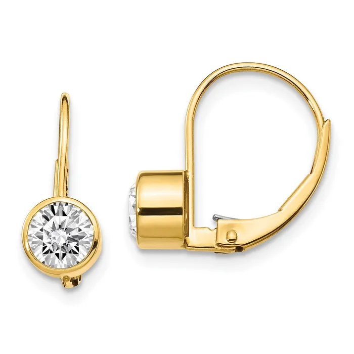 14k Yellow Gold AAA Real Diamond leverback Earrings Goldia Earrings
