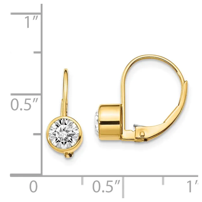14k Yellow Gold AAA Real Diamond leverback Earrings Goldia Earrings