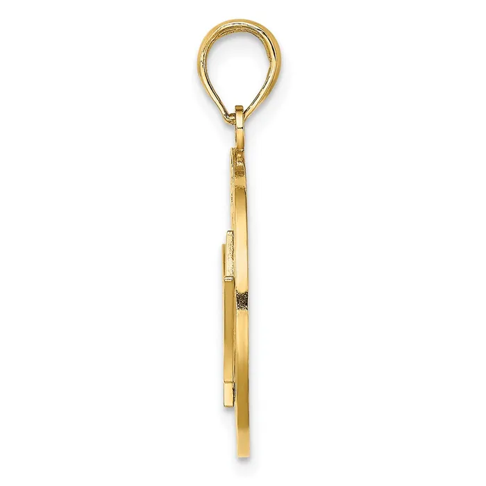 14k Yellow Gold BARBADOS wTrident Spear Circle Charm Goldia Charm Necklaces