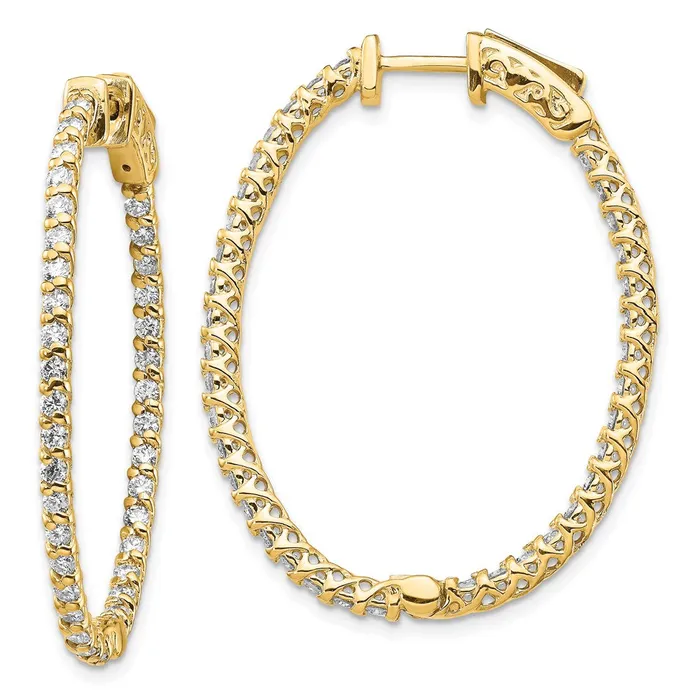 14k Yellow Gold Diamond Oval Hoop wSafety Clasp Earrings Goldia Earrings 14k Yellow Gold Diamond Oval Hoop wSafety Clasp Earrings Goldia Earrings