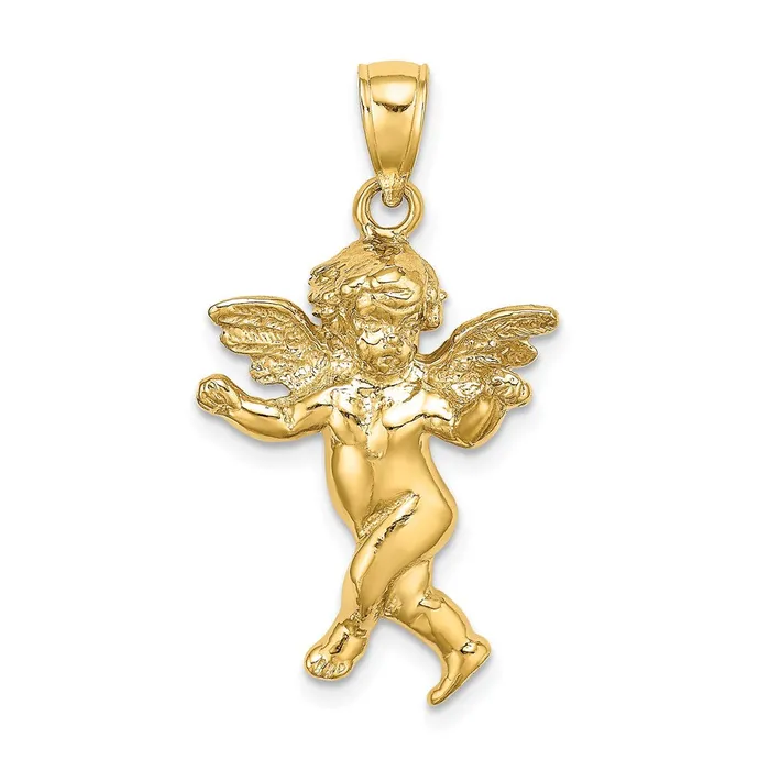 14k Yellow Gold Guardian Angel Walking Charm Goldia Charm Necklaces