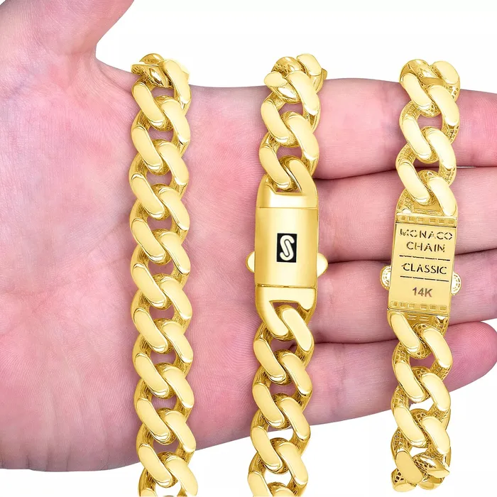 14K Yellow Gold Miami Cuban 75mm Royal Monaco Curb Link Chain Necklace 18 30 Goldiacom Necklaces