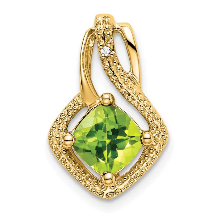 14k Yellow Gold Peridot and Real Diamond Pendant Goldia Necklaces