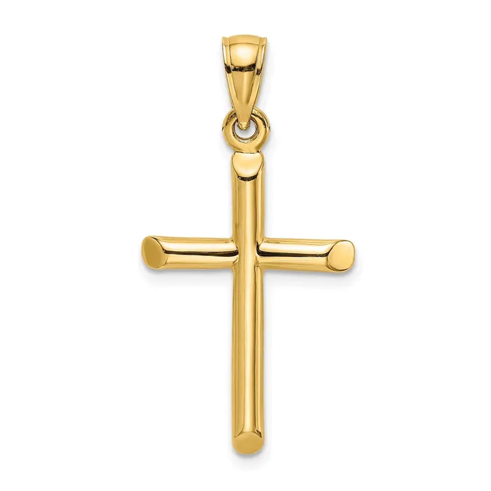 14k Yellow Gold Polished Cylinder Cross Charm Goldia Charm Necklaces