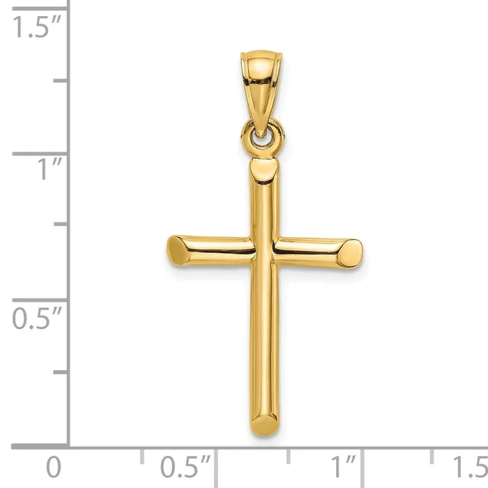 14k Yellow Gold Polished Cylinder Cross Charm Goldia Charm Necklaces