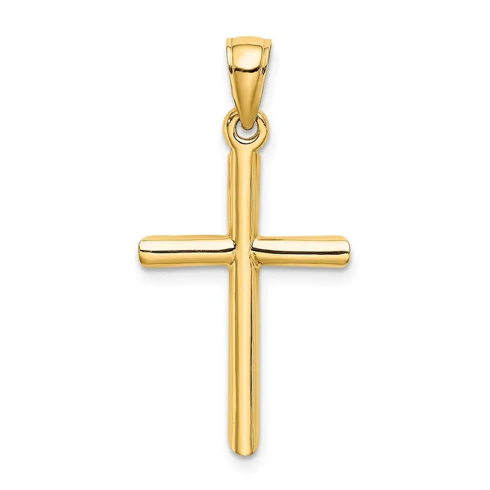 14k Yellow Gold Polished Cylinder Cross Charm Goldia Charm Necklaces