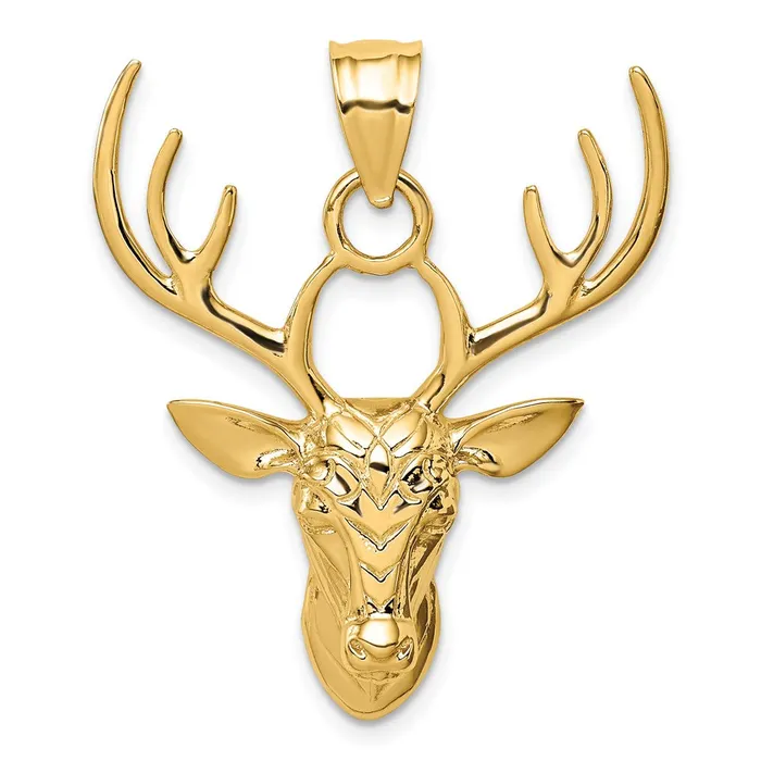 14k Yellow Gold Polished Deer Head Pendant Goldia Necklaces