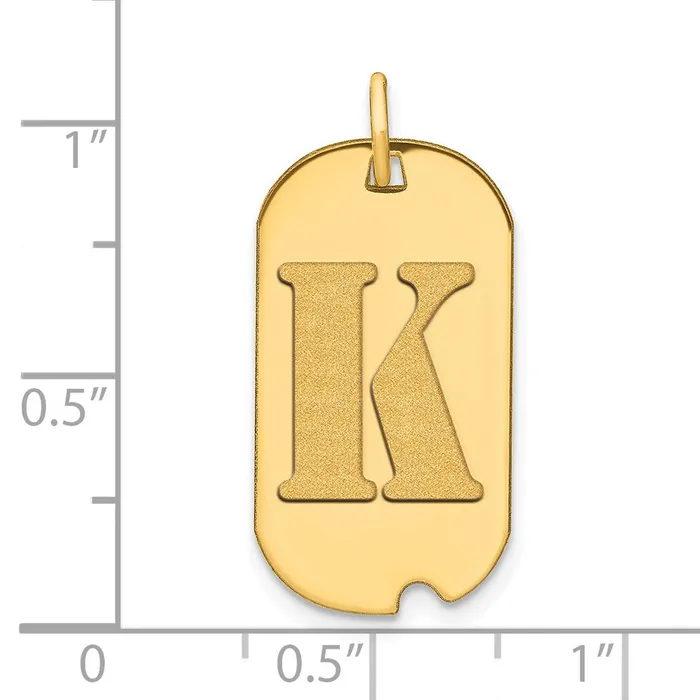 14k Yellow Gold Polished Letter K Initial Dog Tag Pendant Goldia Necklaces