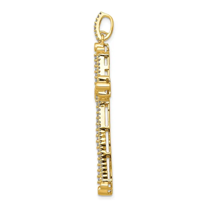 14K Yellow Gold Real Diamond Budded Cross Pendant Goldia Necklaces