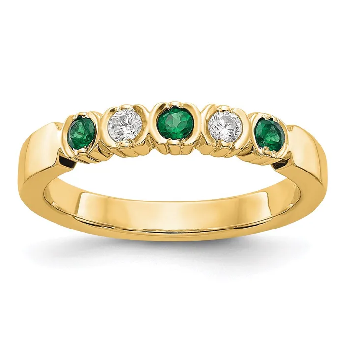 14k Yellow Gold Real Diamond wEmerald Band Goldia Rings