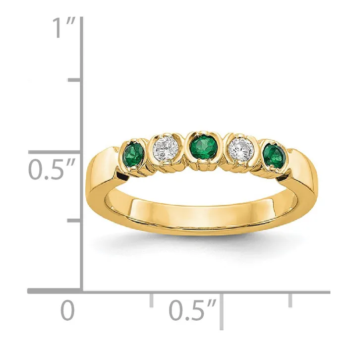 14k Yellow Gold Real Diamond wEmerald Band Goldia Rings