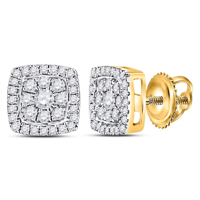 14k Yellow Gold Round Diamond Cluster Earrings 14 Cttw gndatlanta Earrings 14k Yellow Gold Round Diamond Cluster Earrings 14 Cttw gndatlanta Earrings