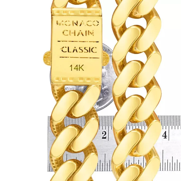 14k Yellow Gold Royal Monaco Miami Cuban Link Curb 15mm Mens Chain Necklace 22 Goldiacom Necklaces