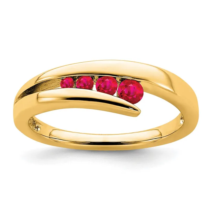 14K Yellow Gold Ruby 4stone Ring Goldia Rings
