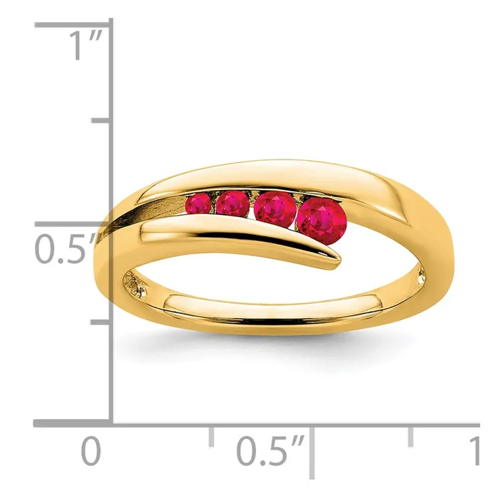 14K Yellow Gold Ruby 4stone Ring Goldia Rings