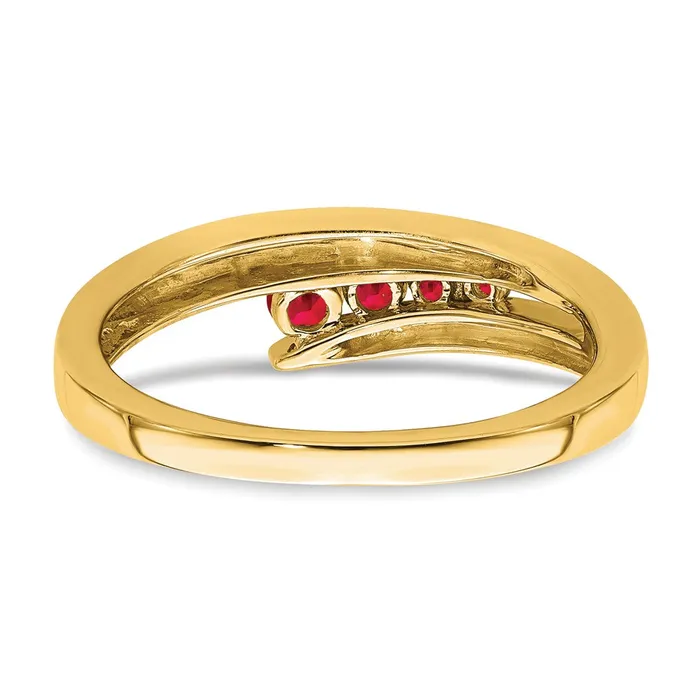 14K Yellow Gold Ruby 4stone Ring Goldia Rings