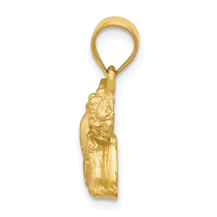 14k Yellow Gold Satin Diamondcut Angel Pendant Goldia Necklaces