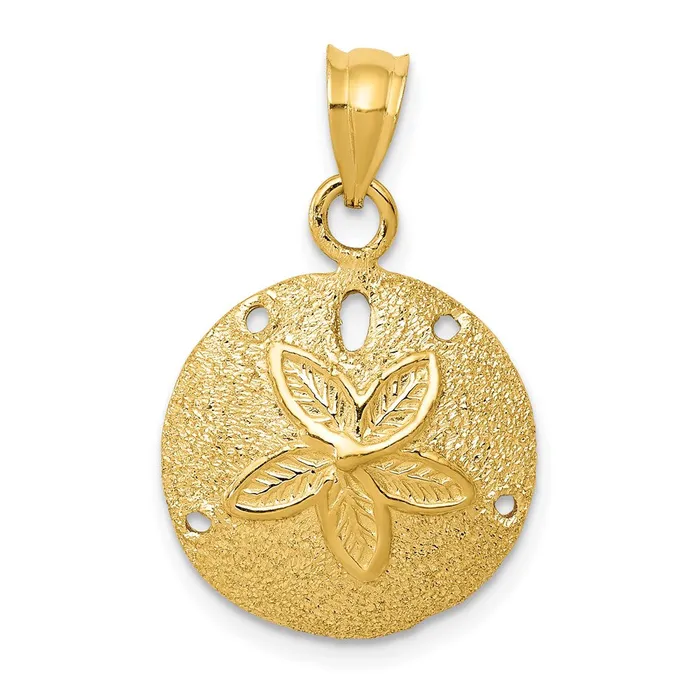 14k Yellow Gold Solid Polished LaserCut Sand Dollar Pendant Goldia Necklaces 14k Yellow Gold Solid Polished LaserCut Sand Dollar Pendant Goldia Necklaces