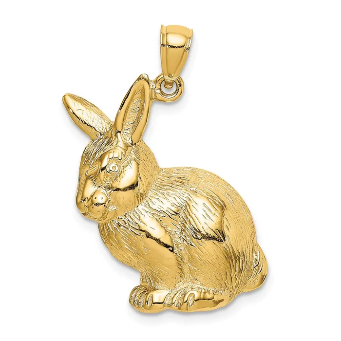 14k Yellow Gold Textured Sitting Rabbit Charm Goldia Charm Necklaces