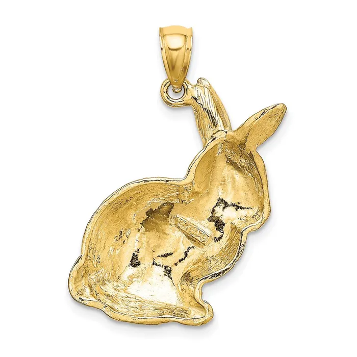 14k Yellow Gold Textured Sitting Rabbit Charm Goldia Charm Necklaces