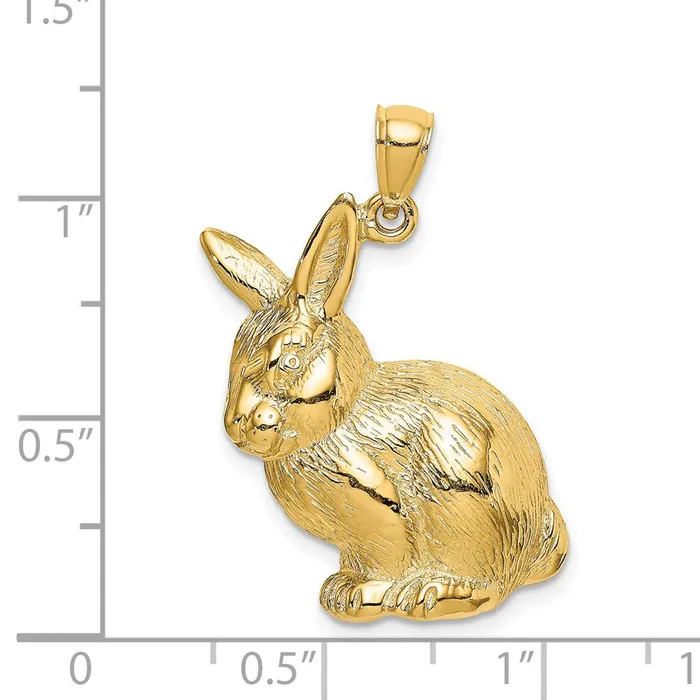 14k Yellow Gold Textured Sitting Rabbit Charm Goldia Charm Necklaces