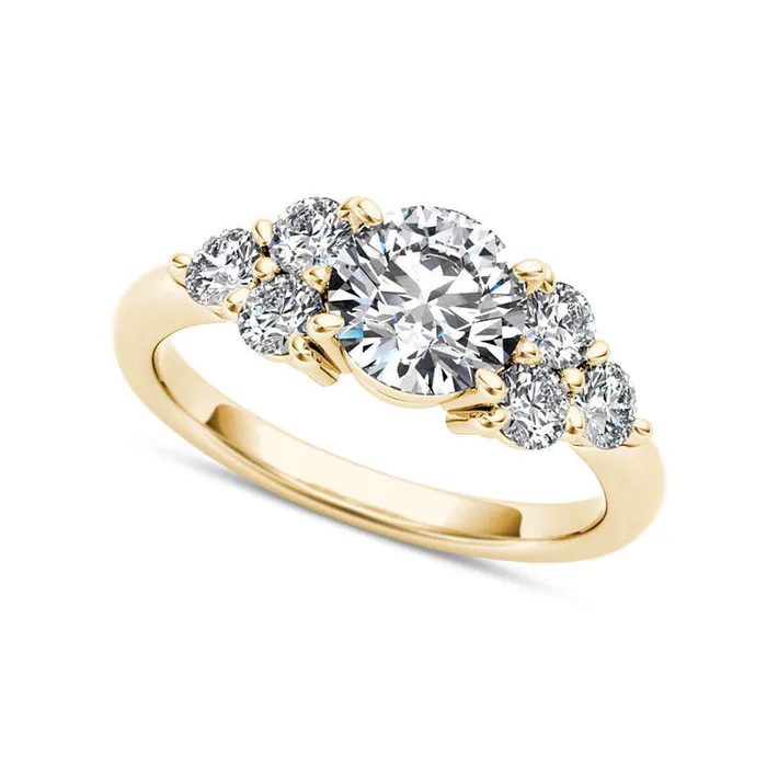 20 CT TW Natural Diamond TriSides Engagement Ring in Solid 14K Gold Goldia Rings 20 CT TW Natural Diamond TriSides Engagement Ring in Solid 14K Gold Goldia Rings