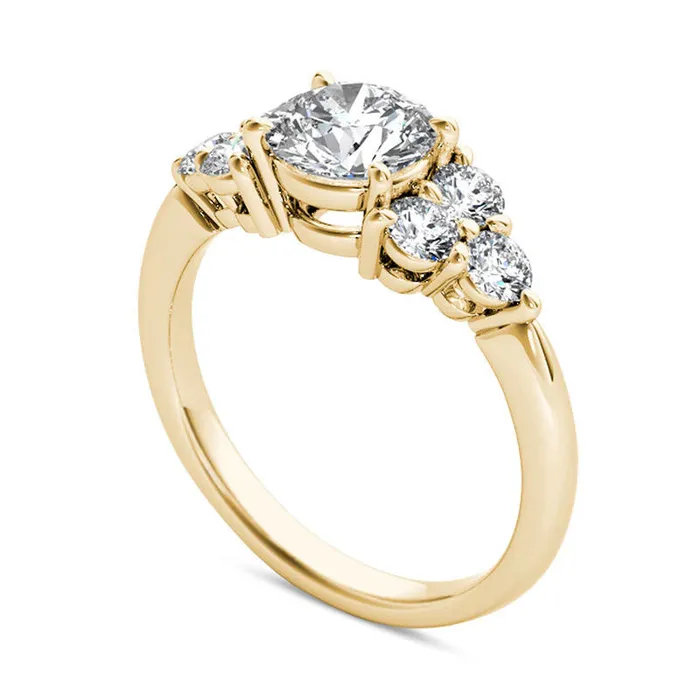 20 CT TW Natural Diamond TriSides Engagement Ring in Solid 14K Gold Goldia Rings 20 CT TW Natural Diamond TriSides Engagement Ring in Solid 14K Gold Goldia Rings