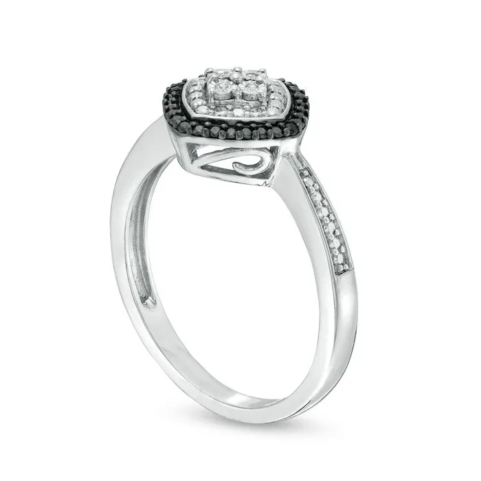 Black Enhanced and White Natural Diamond Accent Tilted Square Ring in Sterling Silver Goldia Rings Black Enhanced and White Natural Diamond Accent Tilted Square Ring in Sterling Silver Goldia Rings