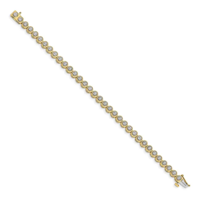 Bracelets 14k Yellow Gold Natural Diamond Circle Link Bracelet goldiaca