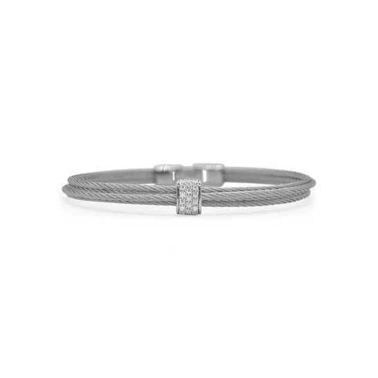 Bracelets JMS always Original ALOR Grey Cable Single Simple Stack Bracelet with 18kt White Gold Diamonds Bracelets JMS always Original ALOR Grey Cable Single Simple Stack Bracelet with 18kt White Gold Diamonds