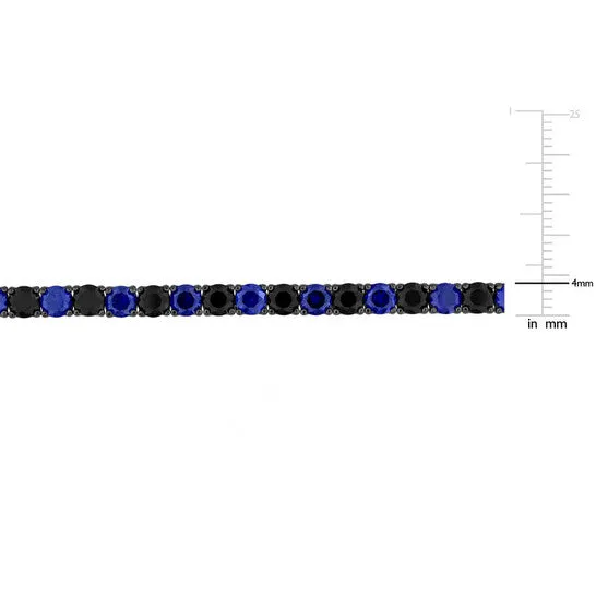 Bracelets JMS always Original Amour 17 CT Created Blue and Black Sapphire Mens Tennis Bracelet in Black Rhodium Plated Sterling Silver Bracelets JMS always Original Amour 17 CT Created Blue and Black Sapphire Mens Tennis Bracelet in Black Rhodium Plated Sterling Silver